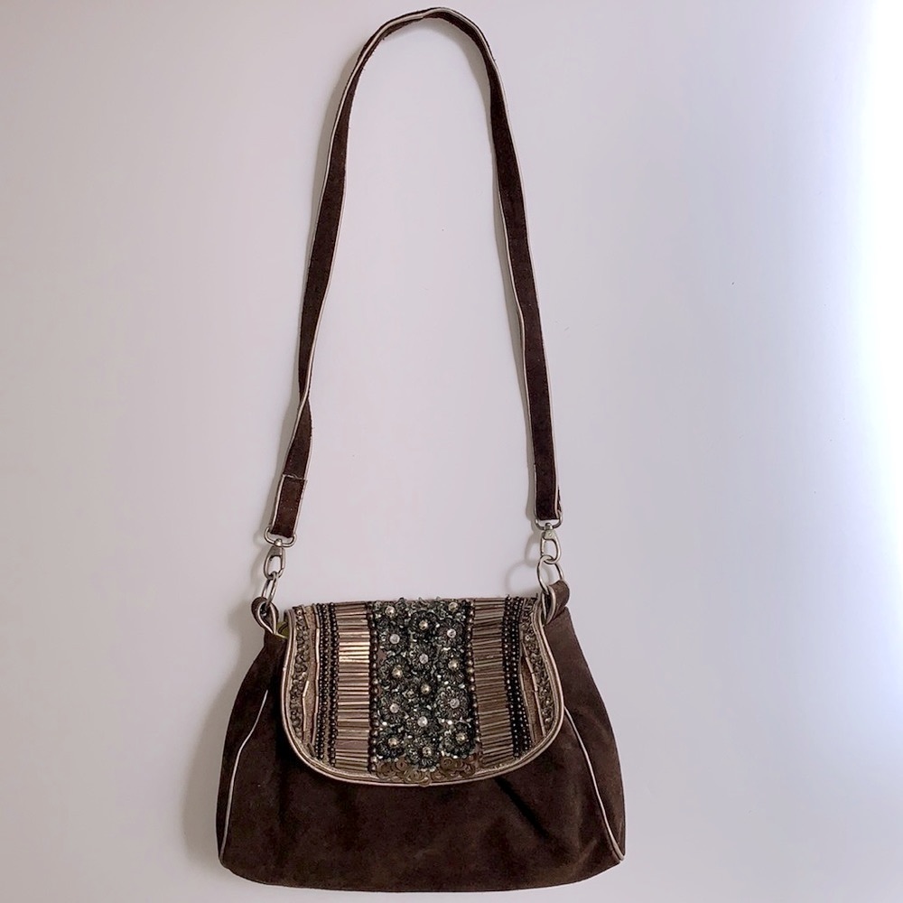 Anthropologie/Jasper & Jeera Suede Beaded Crossbody Bag.